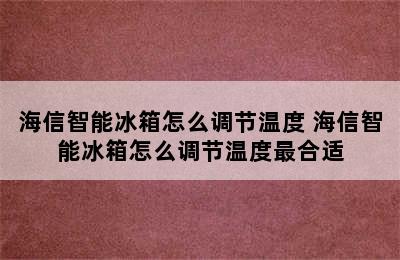 海信智能冰箱怎么调节温度 海信智能冰箱怎么调节温度最合适